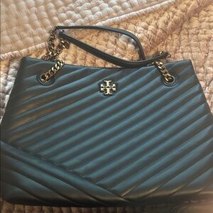 Tory Burch Black Diagonal Quilted Tote